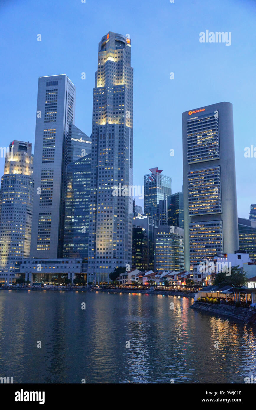 Asia, Singapore, Boat Quay Stock Photo Alamy