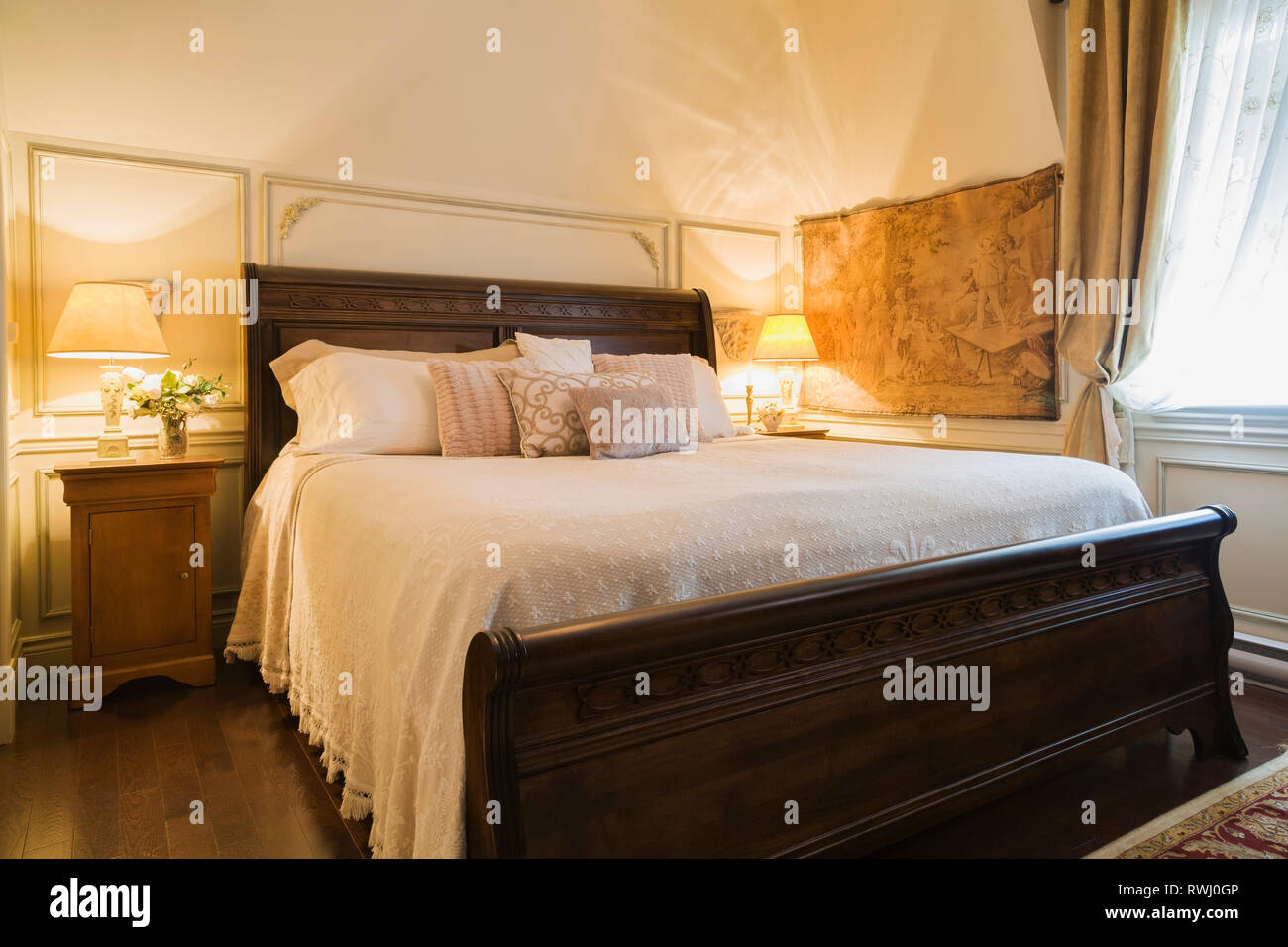 Amish Made King Size Bed With Wooden Headboard Footboard In
