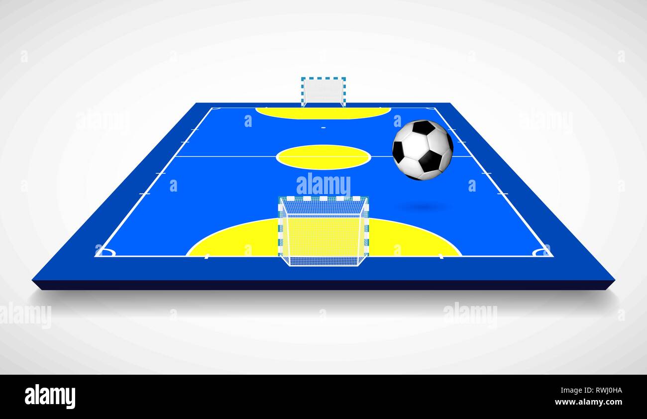 Futsal court or field with ball perspective view vector illustration