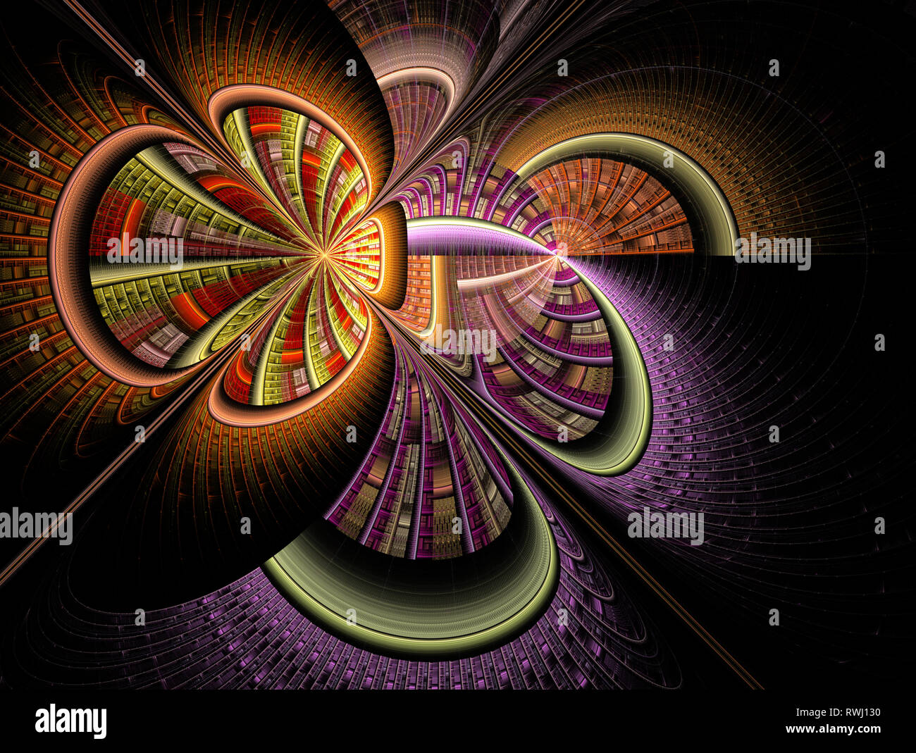 Stylized Images Of Flowers And Intersecting Spiral Lines The Infinity Of Space And Time Chaotic Movement In Space Collision Of Stars Interaction O Stock Photo Alamy