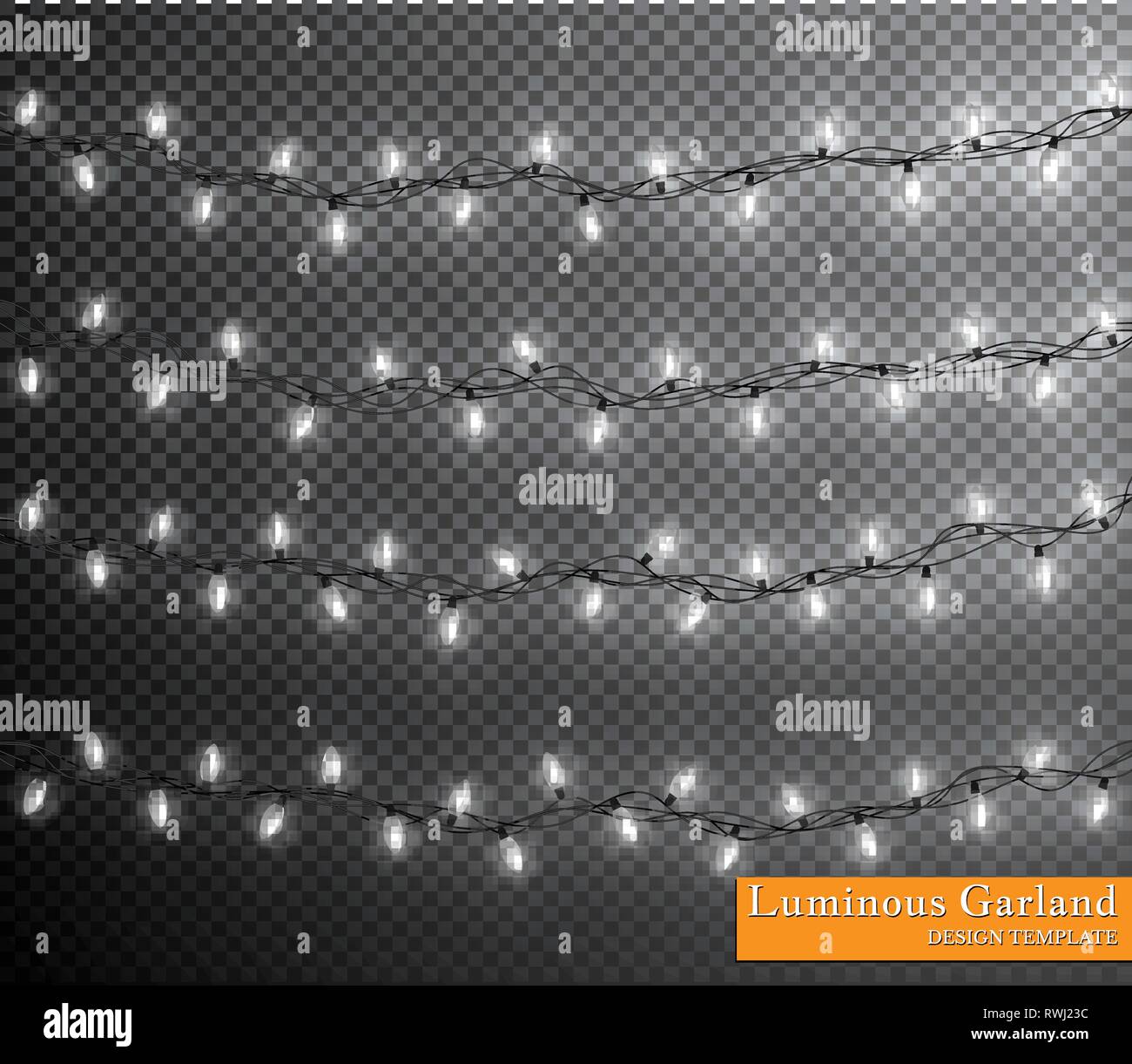 Color garland, festive decorations. Glowing christmas lights isolated