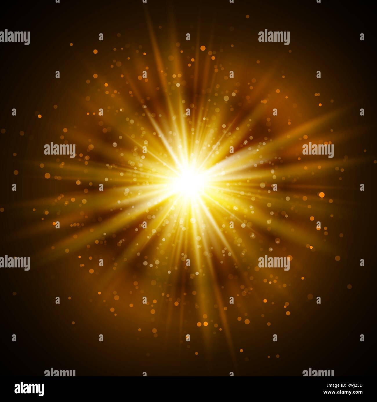 Star burst with sparkles. Light effect. Gold glitter texture Stock ...