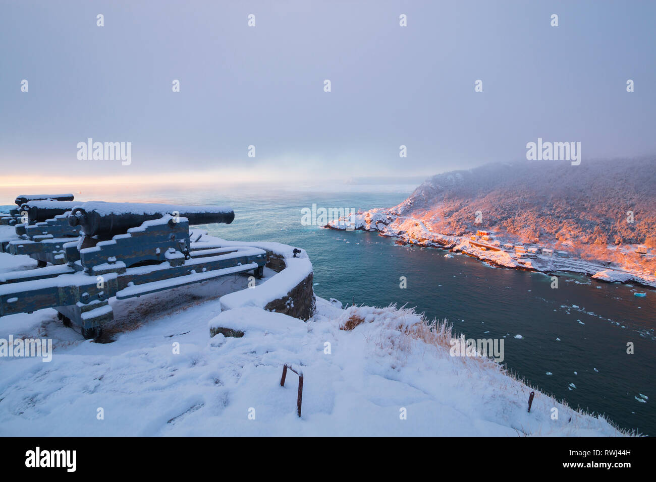 Sunrise at Queen's Battery, SIgnal Hill, St. John's, Newfoundland and Labrador Stock Photo