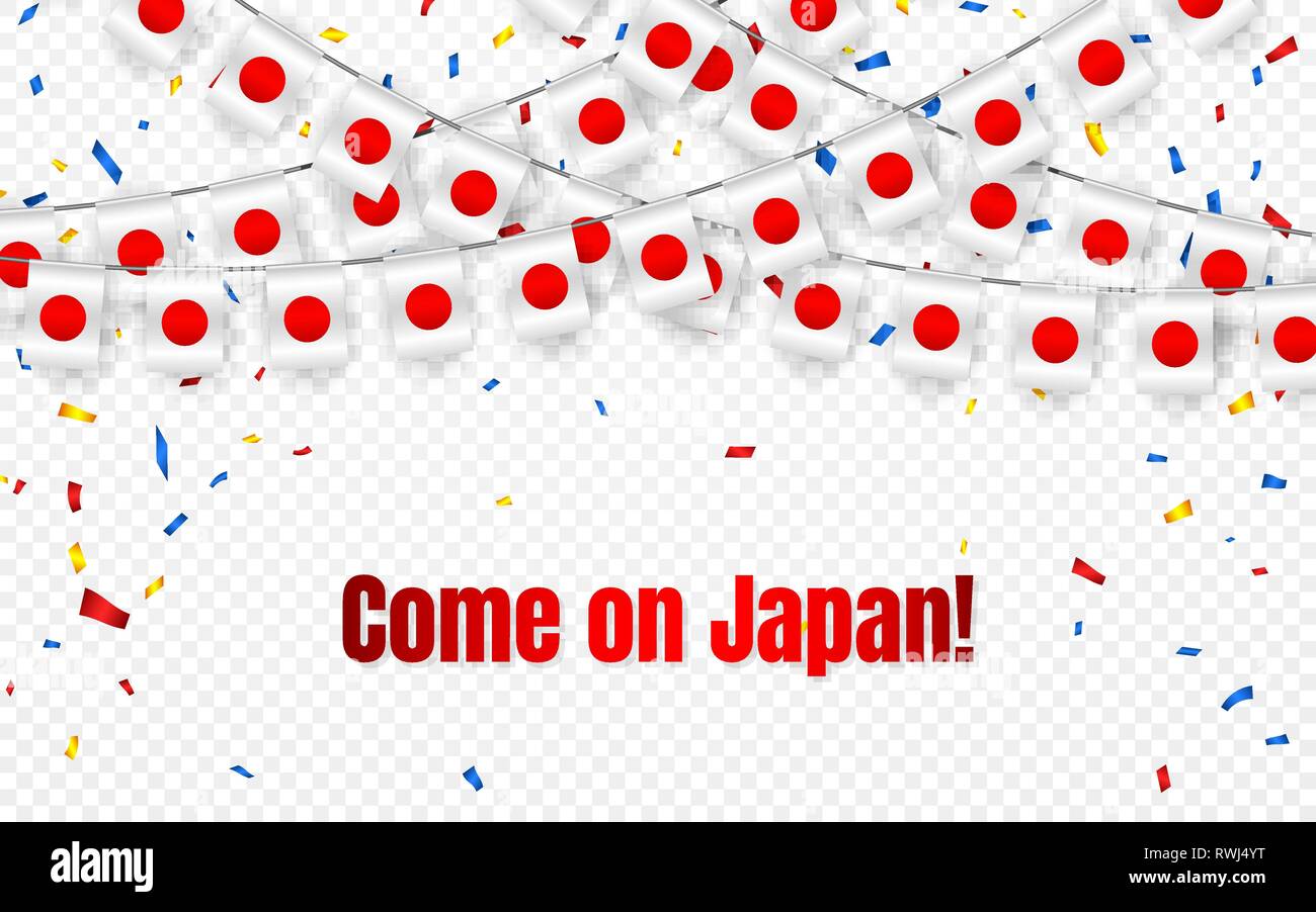 Japan garland flag with confetti on transparent background, Hang ...