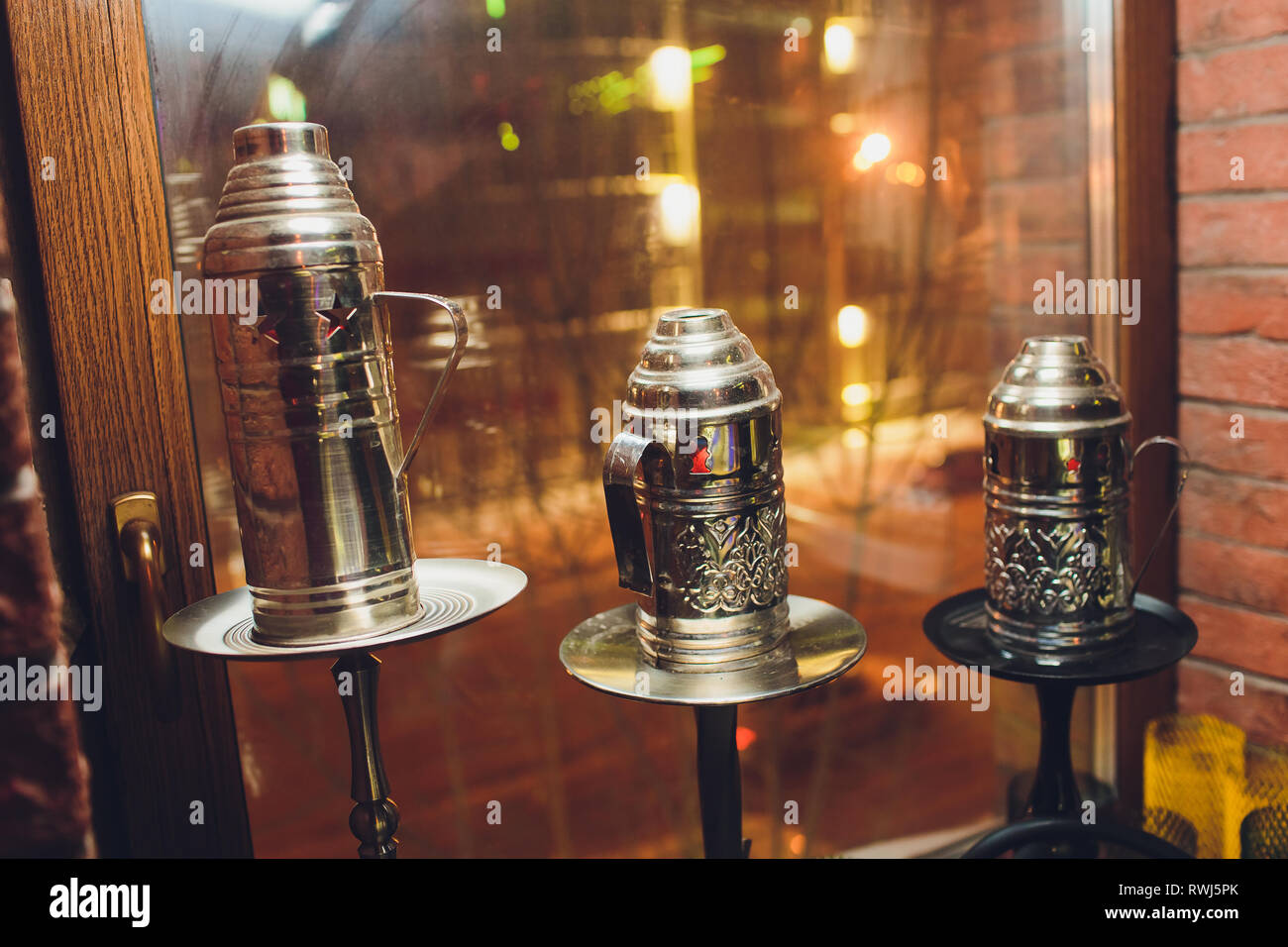 many hookah caps in a hookah cafe Stock Photo Alamy