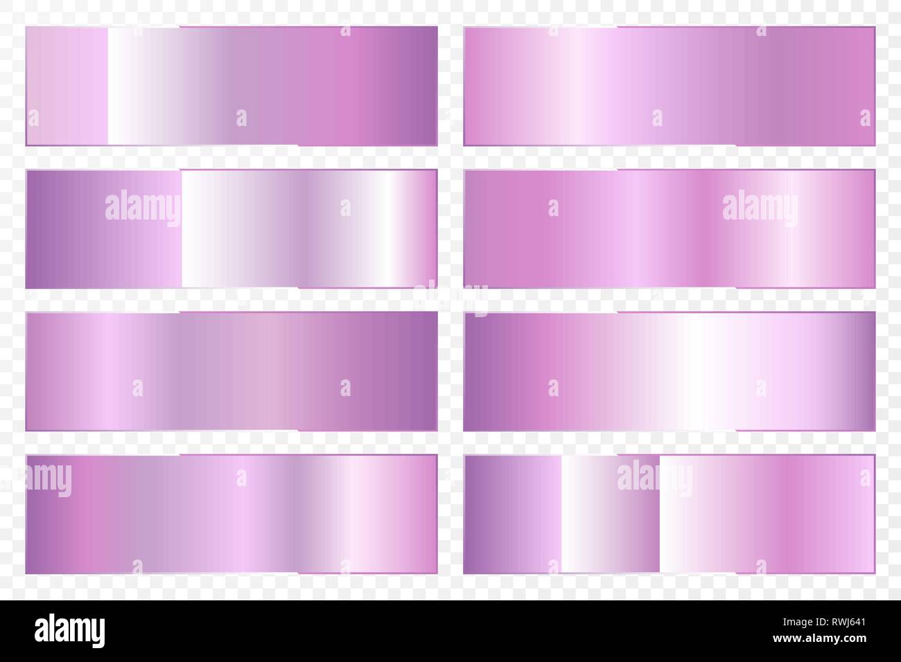 Collection of backgrounds with a metallic gradient. Brilliant plates with ultraviolet effect. Vector illustration. Stock Vector