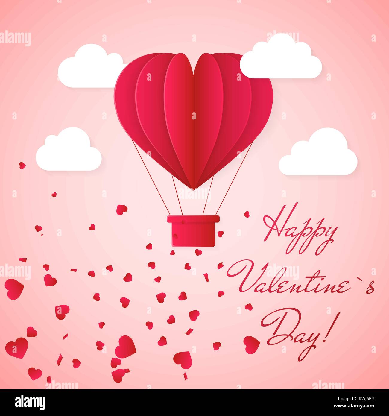 Happy valentines day invitation card template with red origami paper ...