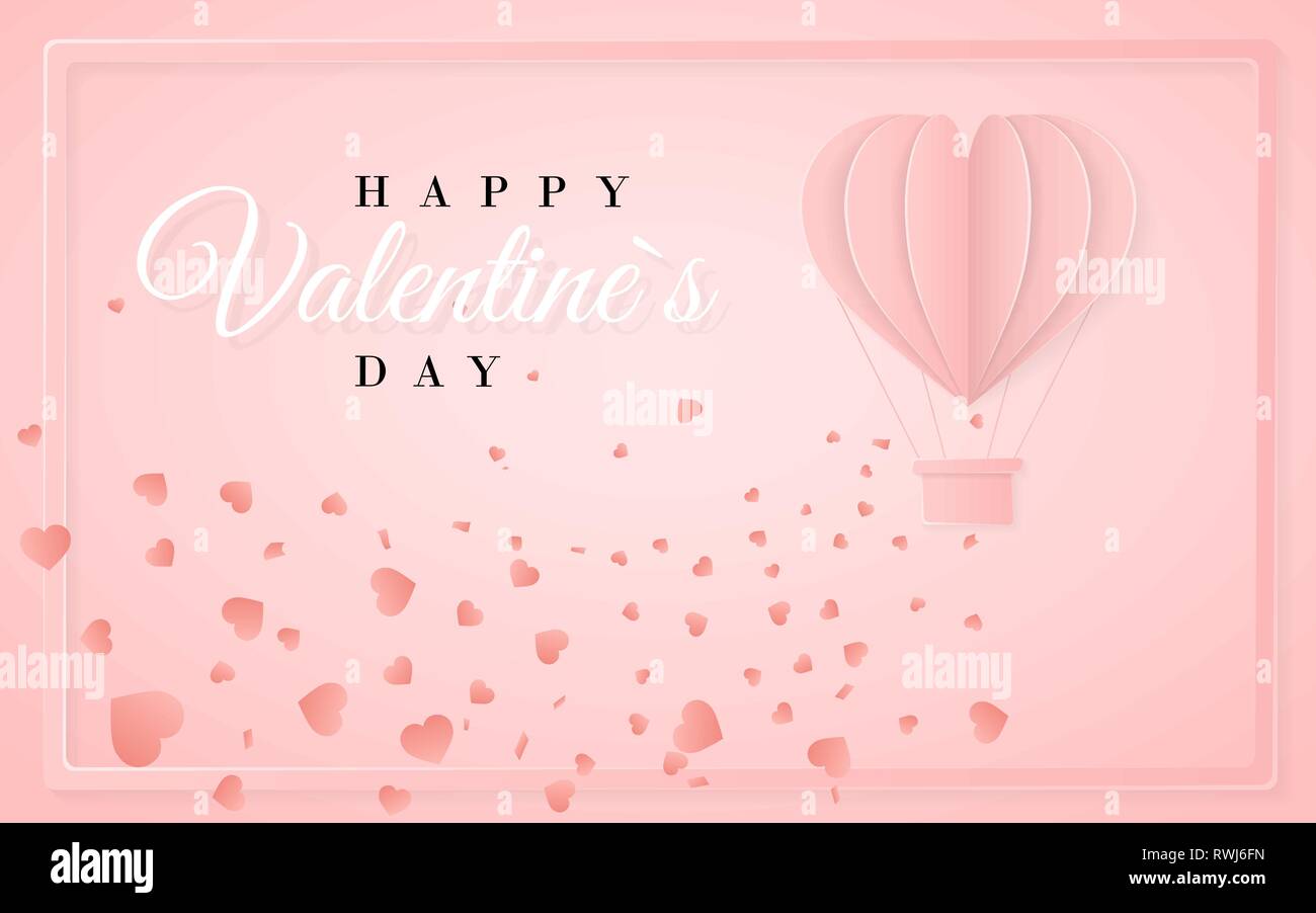 Happy valentines day retro invitation card template with origami paper ...