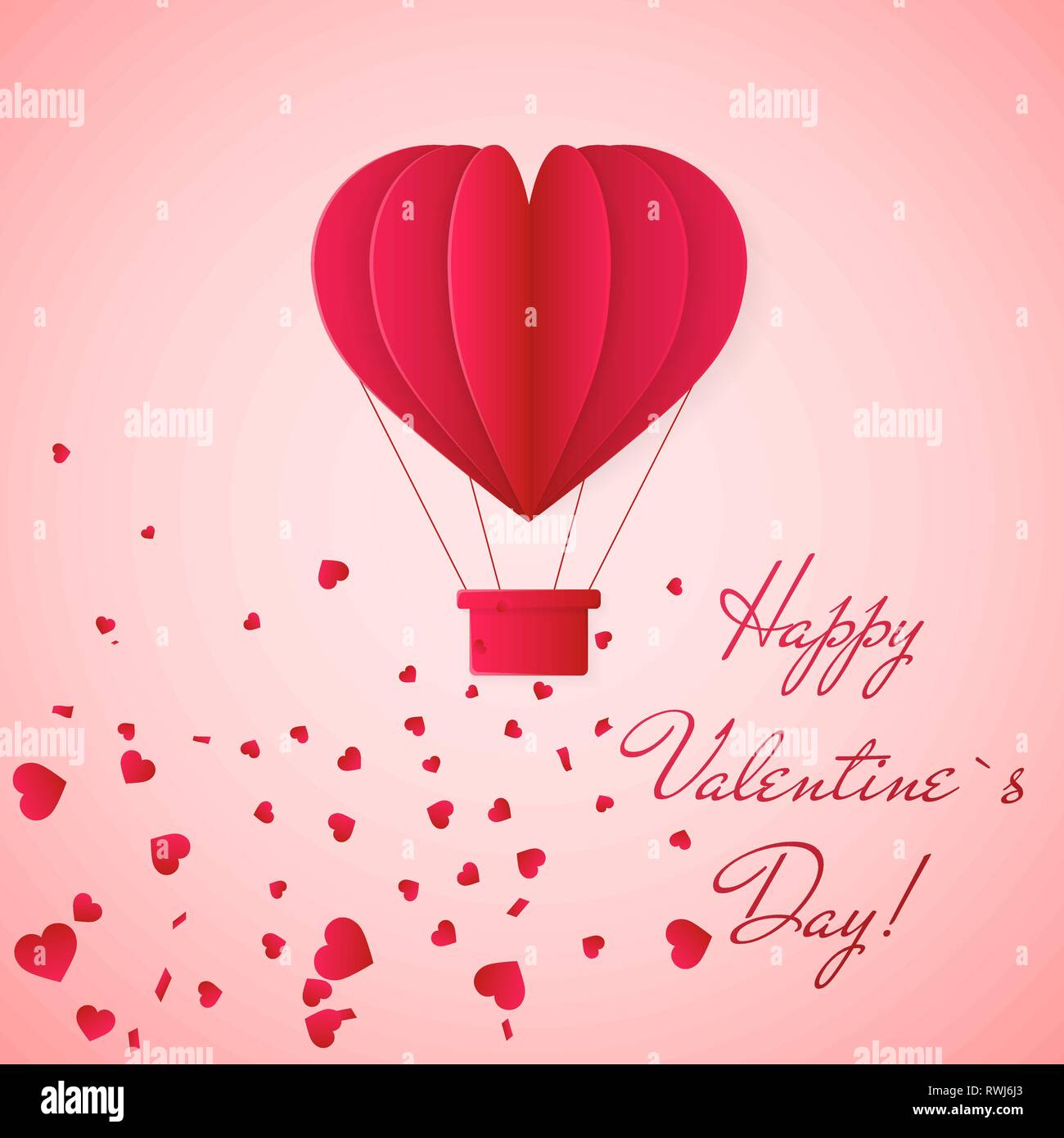 Happy valentines day invitation card template with origami paper hot ...