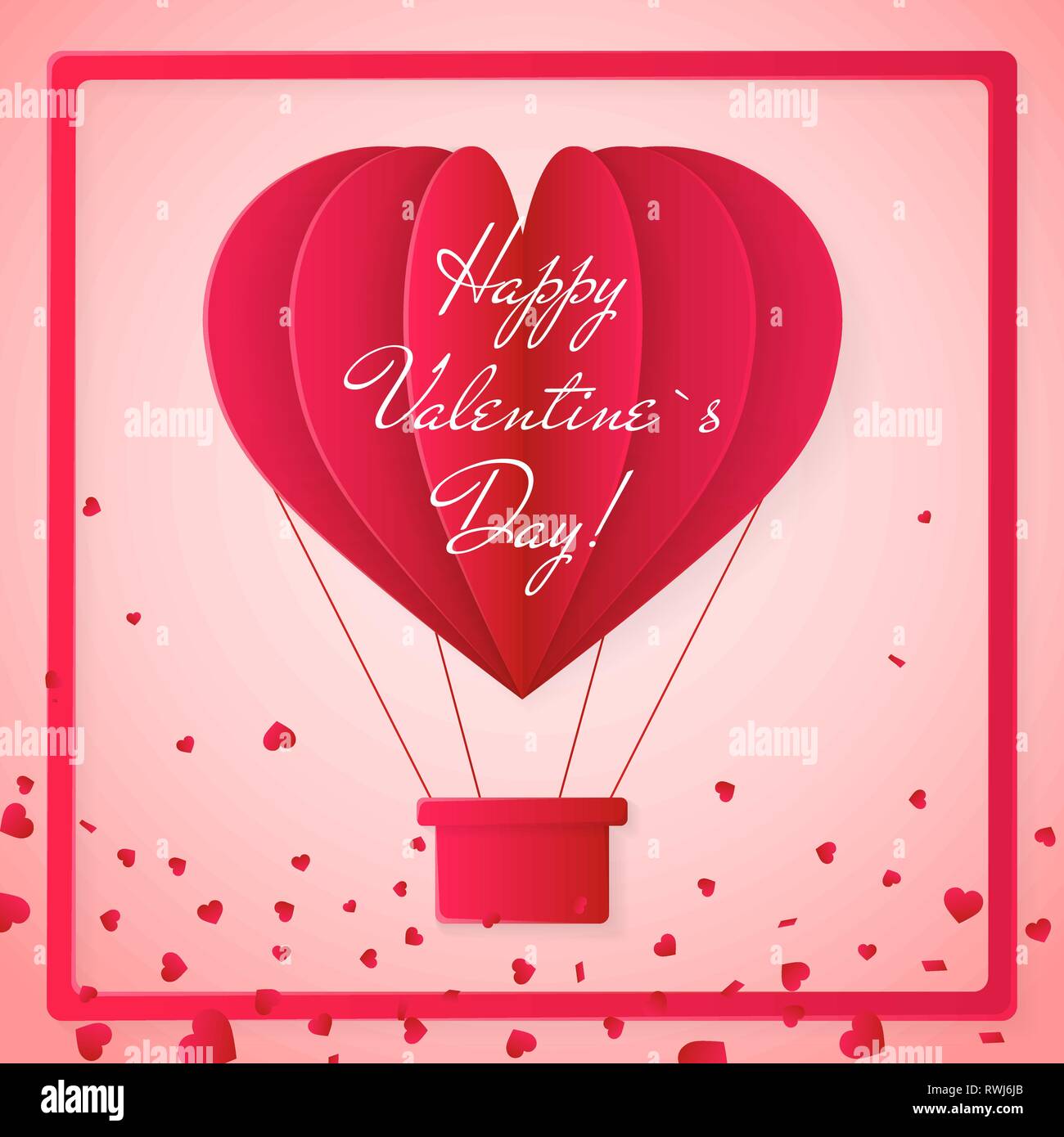 Happy valentines day invitation card template with origami paper hot ...