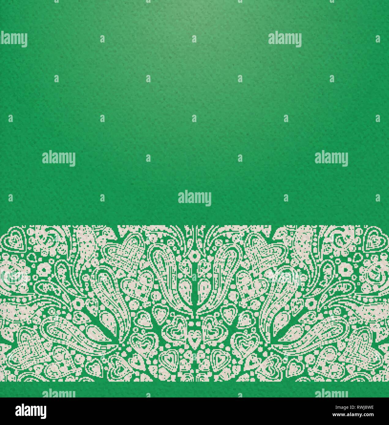 Vector ornate background with ornamental border hippie paisley ornament with flowers Stock