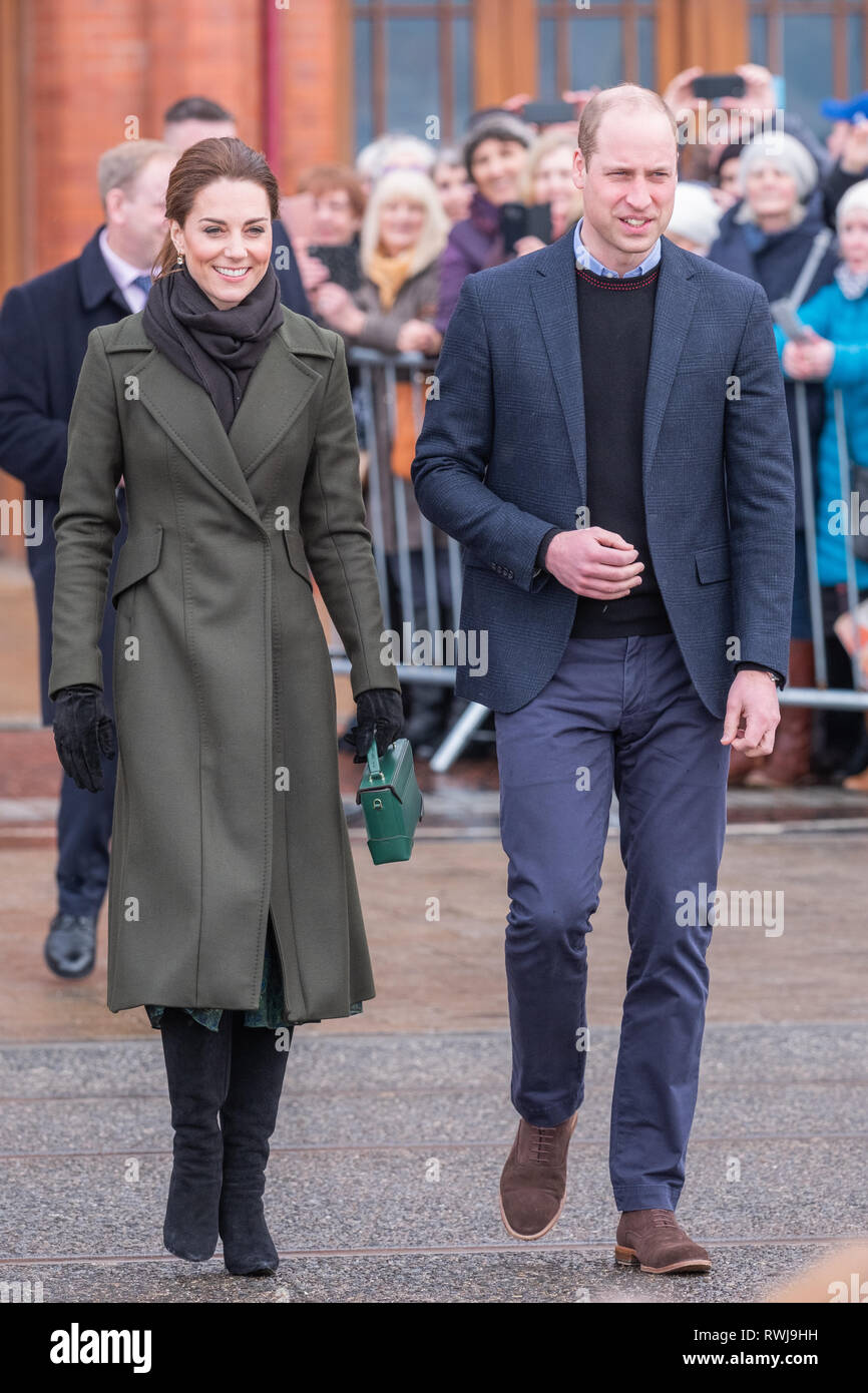 Blackpool, Lancashire, UK. 6th Mar 2019. The Duke and Duchess of Cambridge, Prince William and Kate Middleton visit the Blackpool Tower on Wednesday, March 6, 2019 as part of a tour of the seaside town. Credit: Christopher Middleton/Alamy Live News Stock Photo