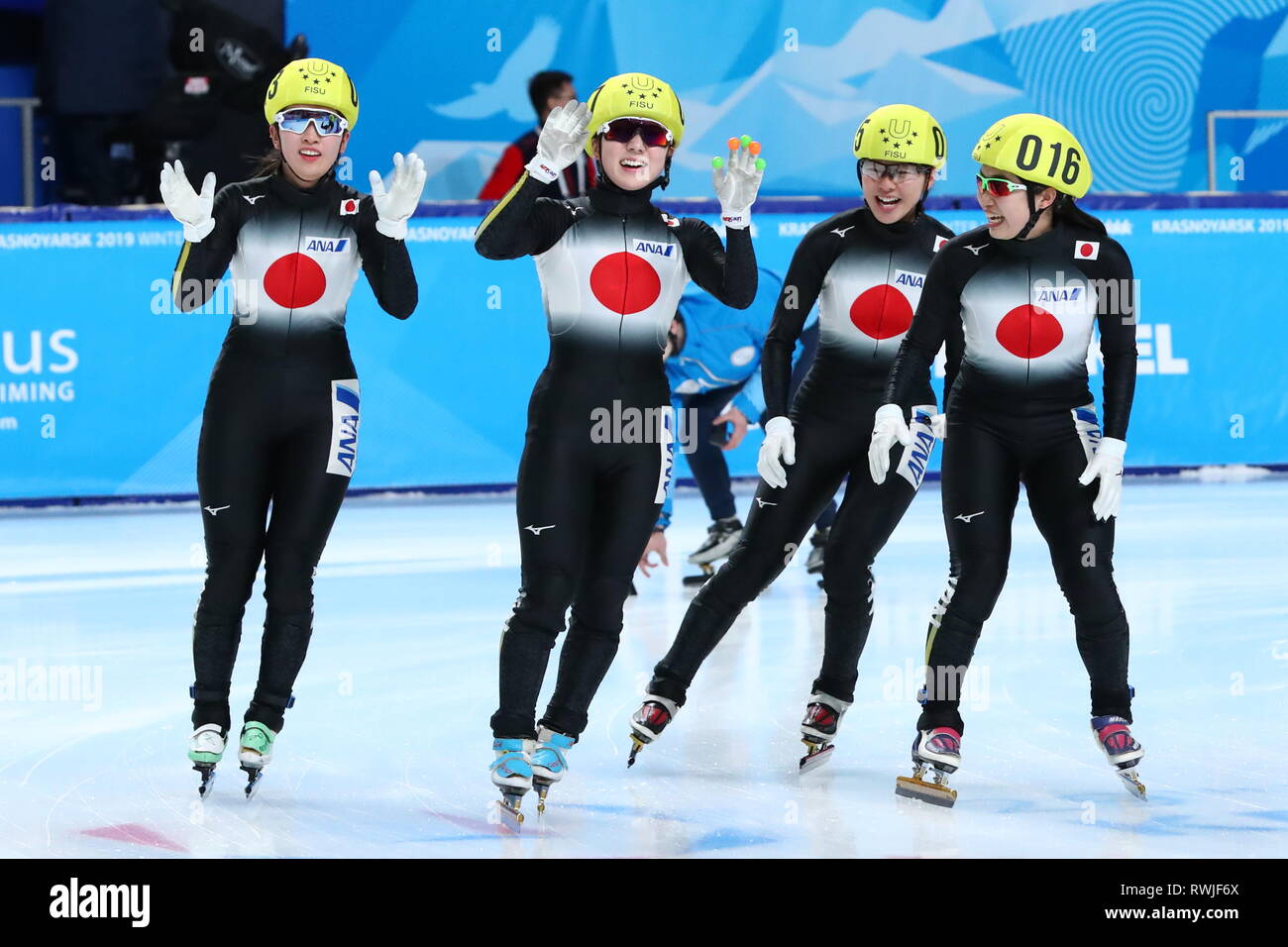 Arena Sever, Krasnoyarsk, Russia. 6th Mar, 2019. (L-R) Yuna Koike ...