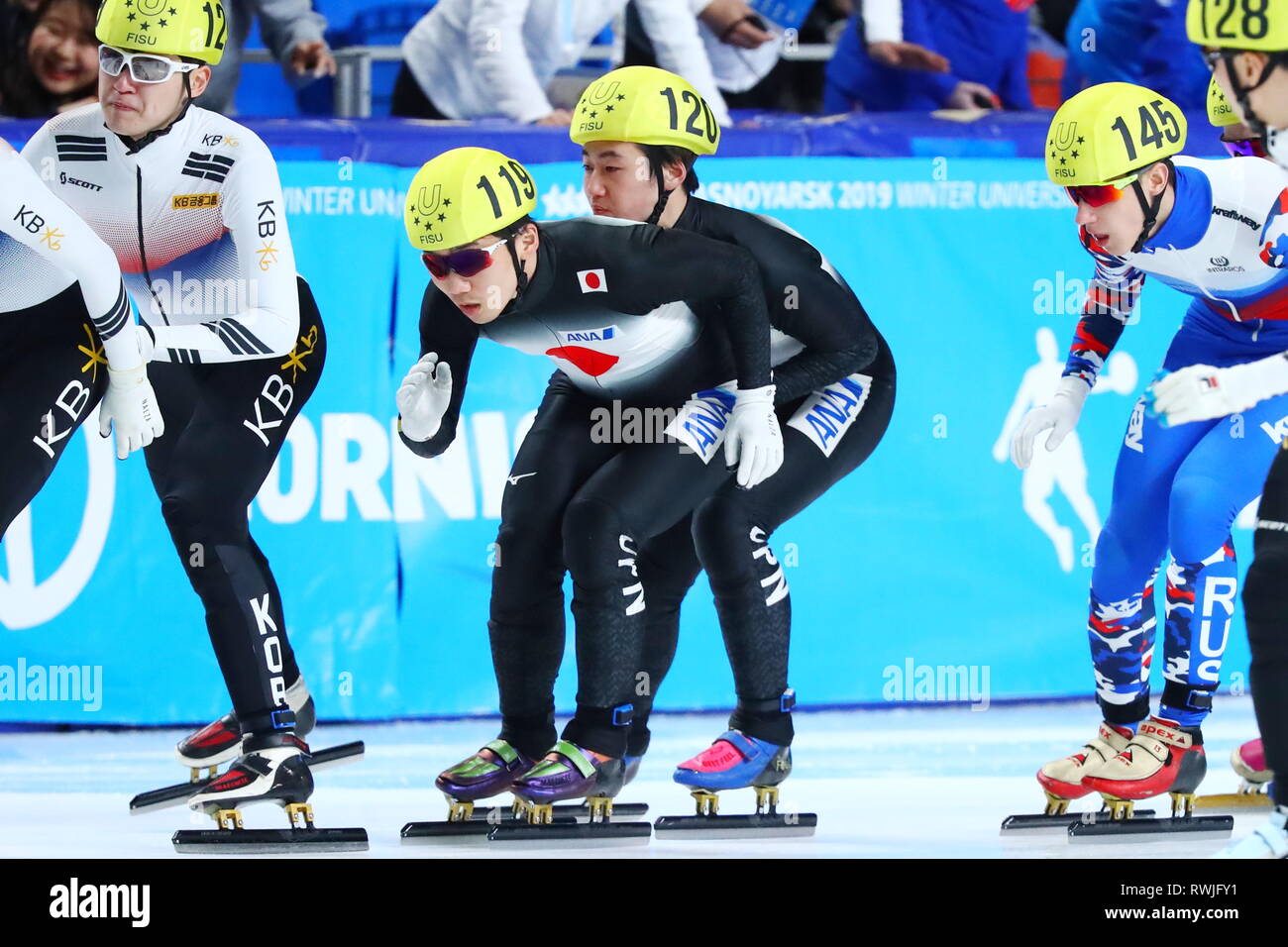 Arena Sever, Krasnoyarsk, Russia. 6th Mar, 2019. (L-R) Shuta Matsuzu ...