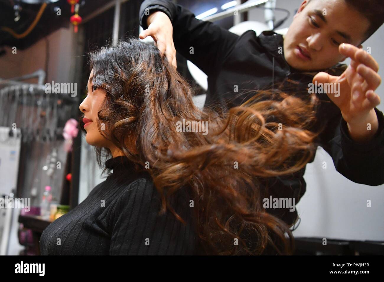 Beijing China S Gansu Province 5th Mar 2019 A Woman Has Her