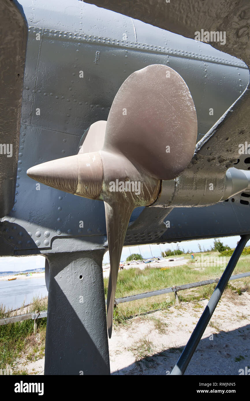 German world war 2 submarine type VIIC/41 -  propeller - ultra wide angle photo Stock Photo