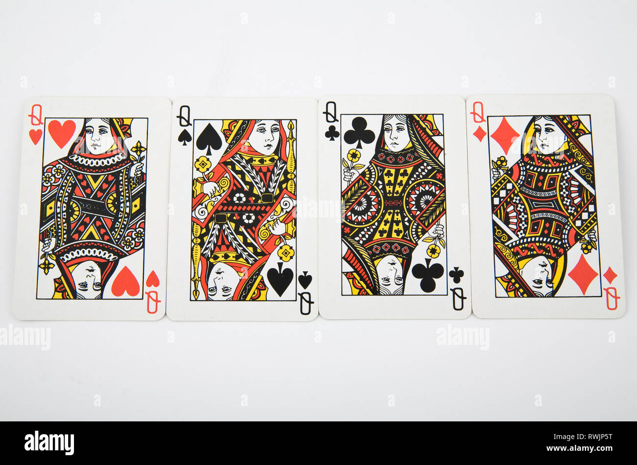 Diamond suit playing cards of King, Queen and Jack in funny modern flat  style Stock Vector