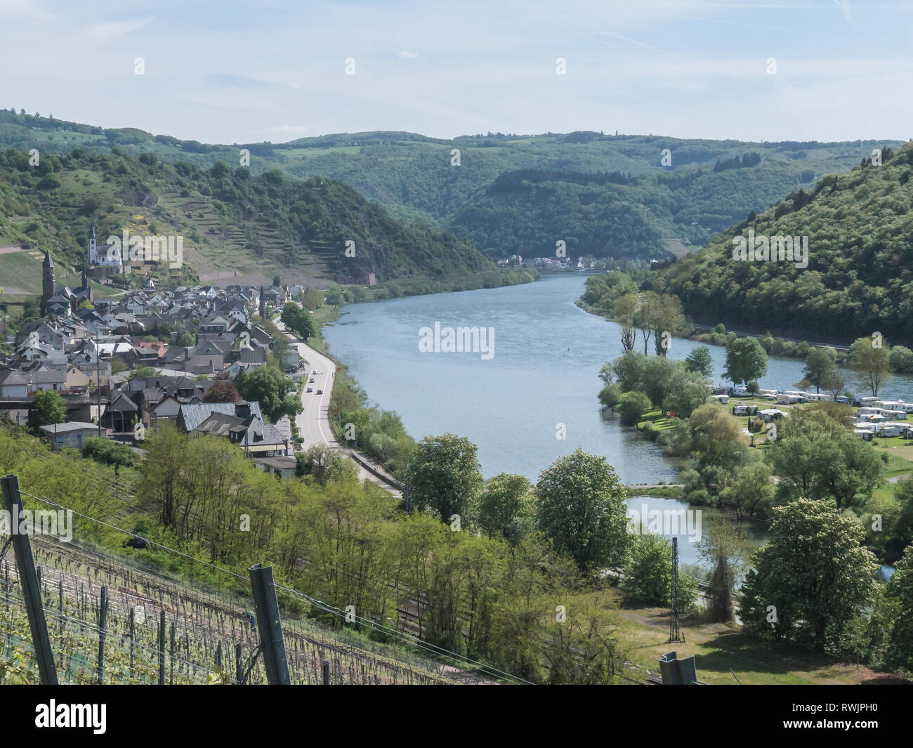looking at Hatzenport, Germany, at the river moselle Stock Photo