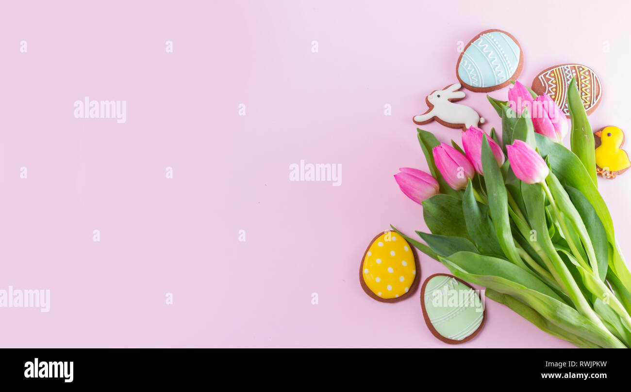 Easter scene with colored eggs Stock Photo - Alamy
