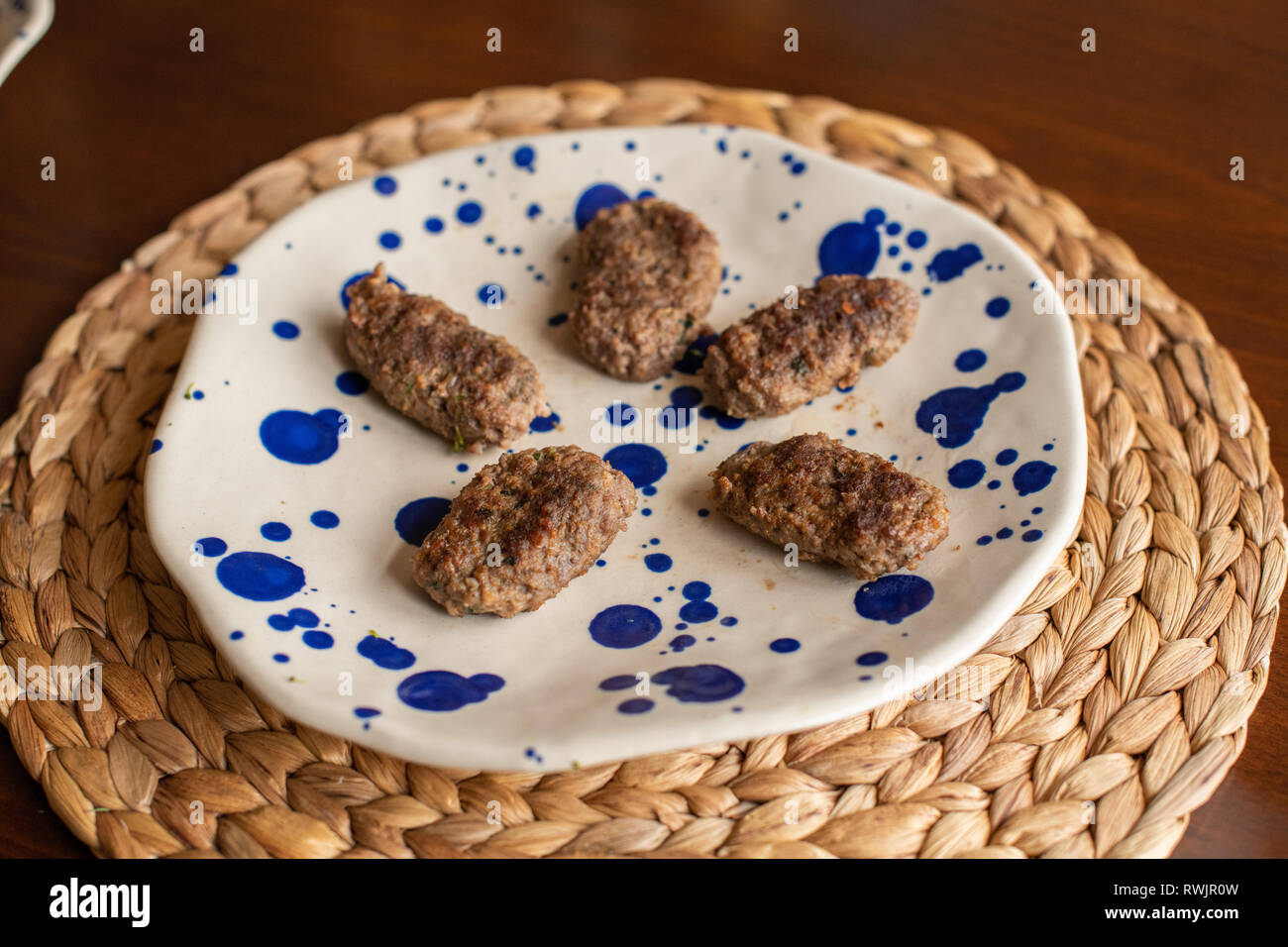 Turkish grilled meatballs AKA Köfte Stock Photo - Alamy