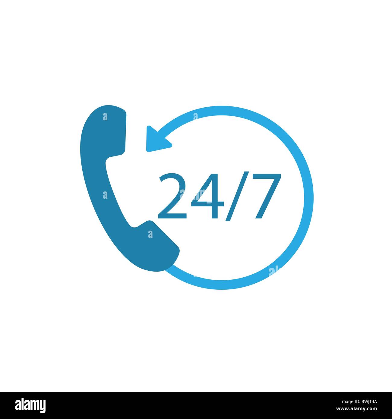 24 hours 7 days icon. Time clock icon vector illustration. Flat Stock Vector