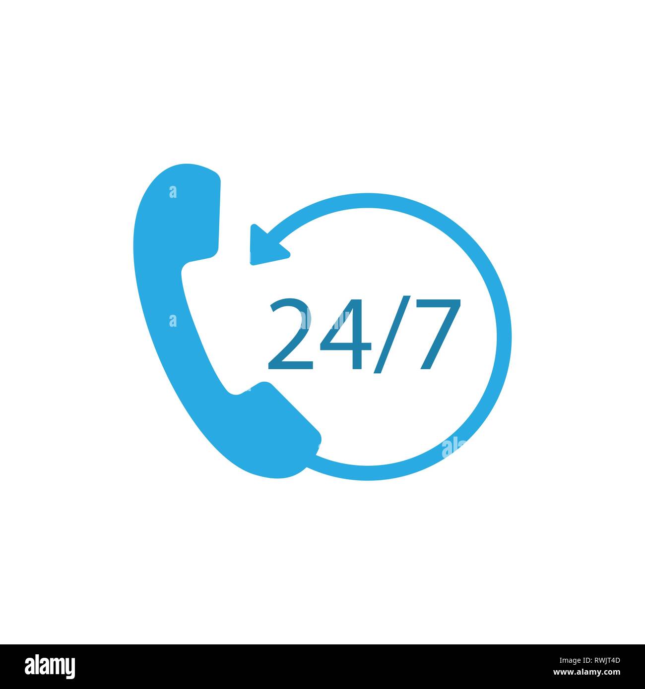 24 hours 7 days icon. Time clock icon vector illustration. Flat Stock Vector
