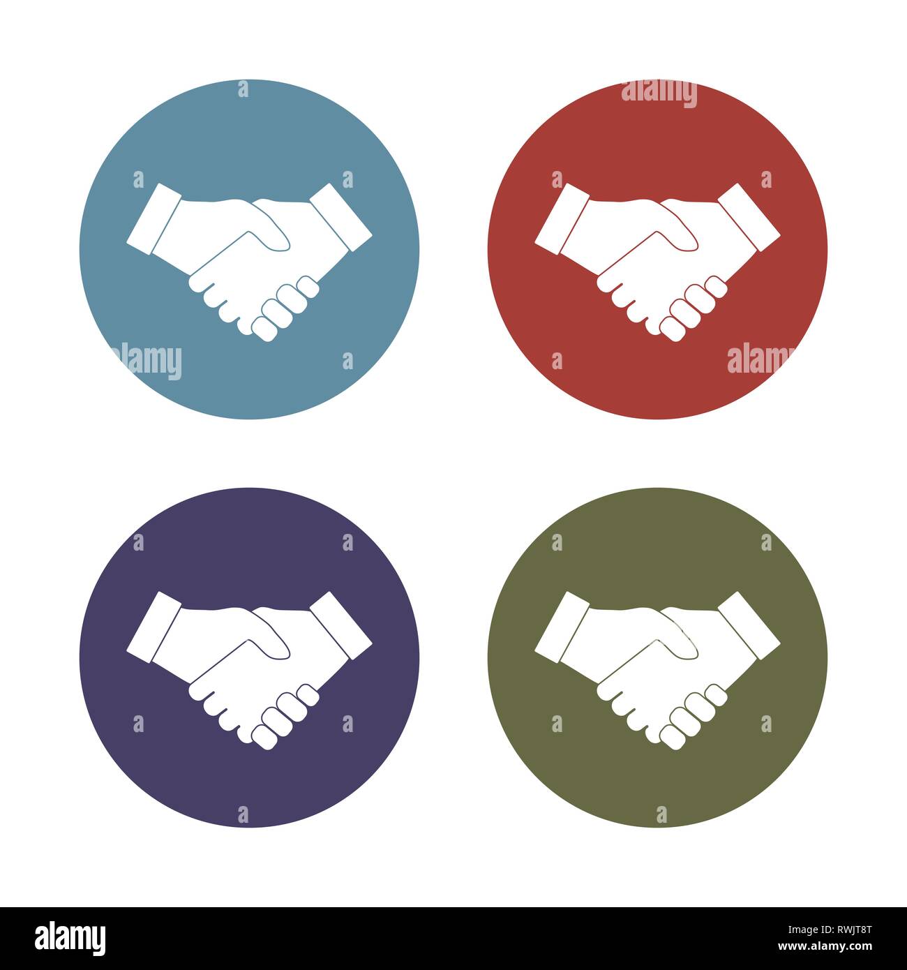 Hand, handshake icon set flat vector Stock Vector