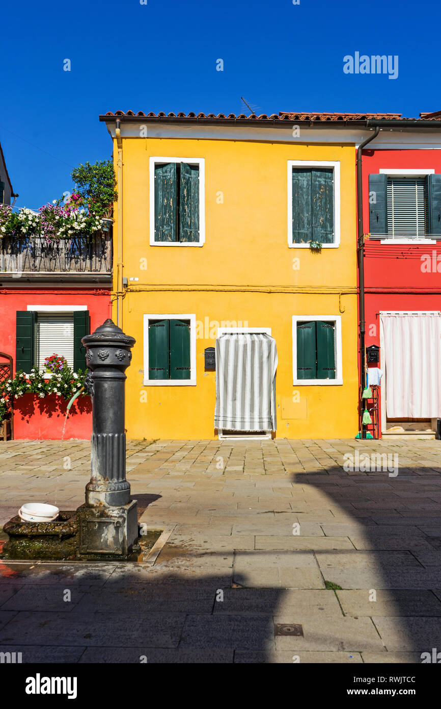 Colorful buildings in Burano, Italy, Europe Stock Photo