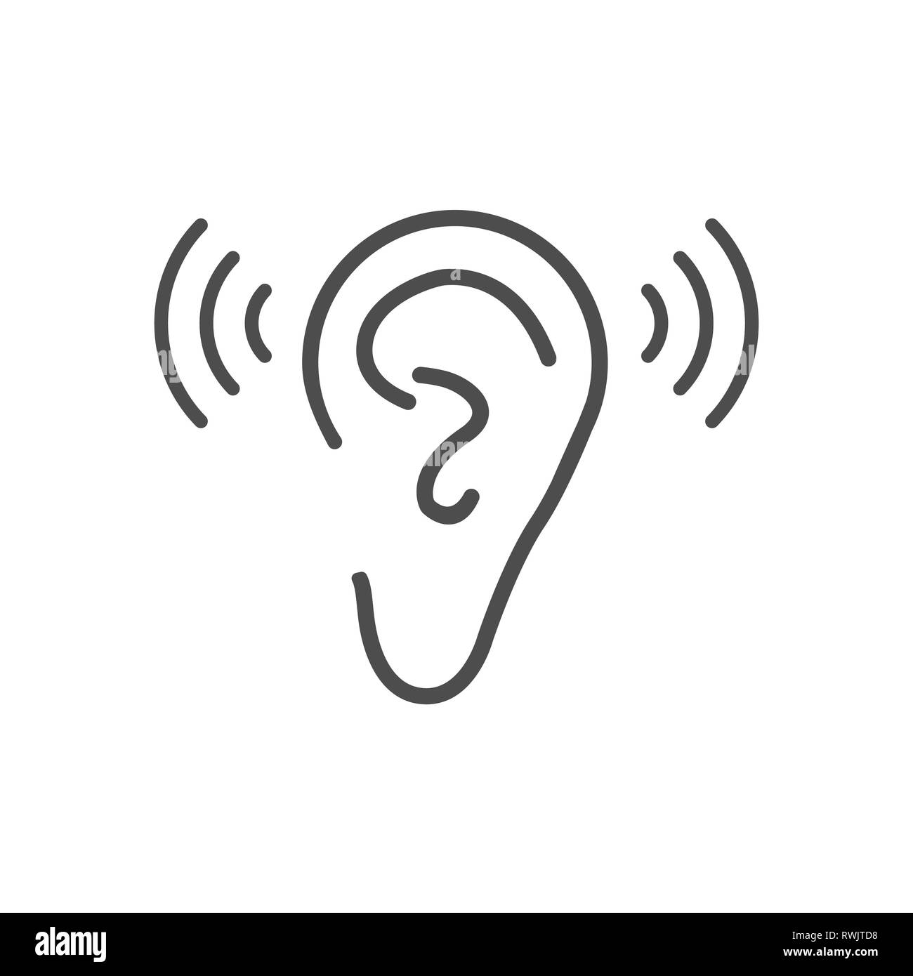 Ear hearing icon. Vector illustration flat Stock Vector
