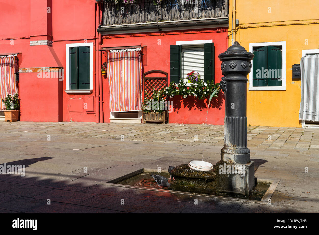 Colorful buildings in Burano, Italy, Europe Stock Photo