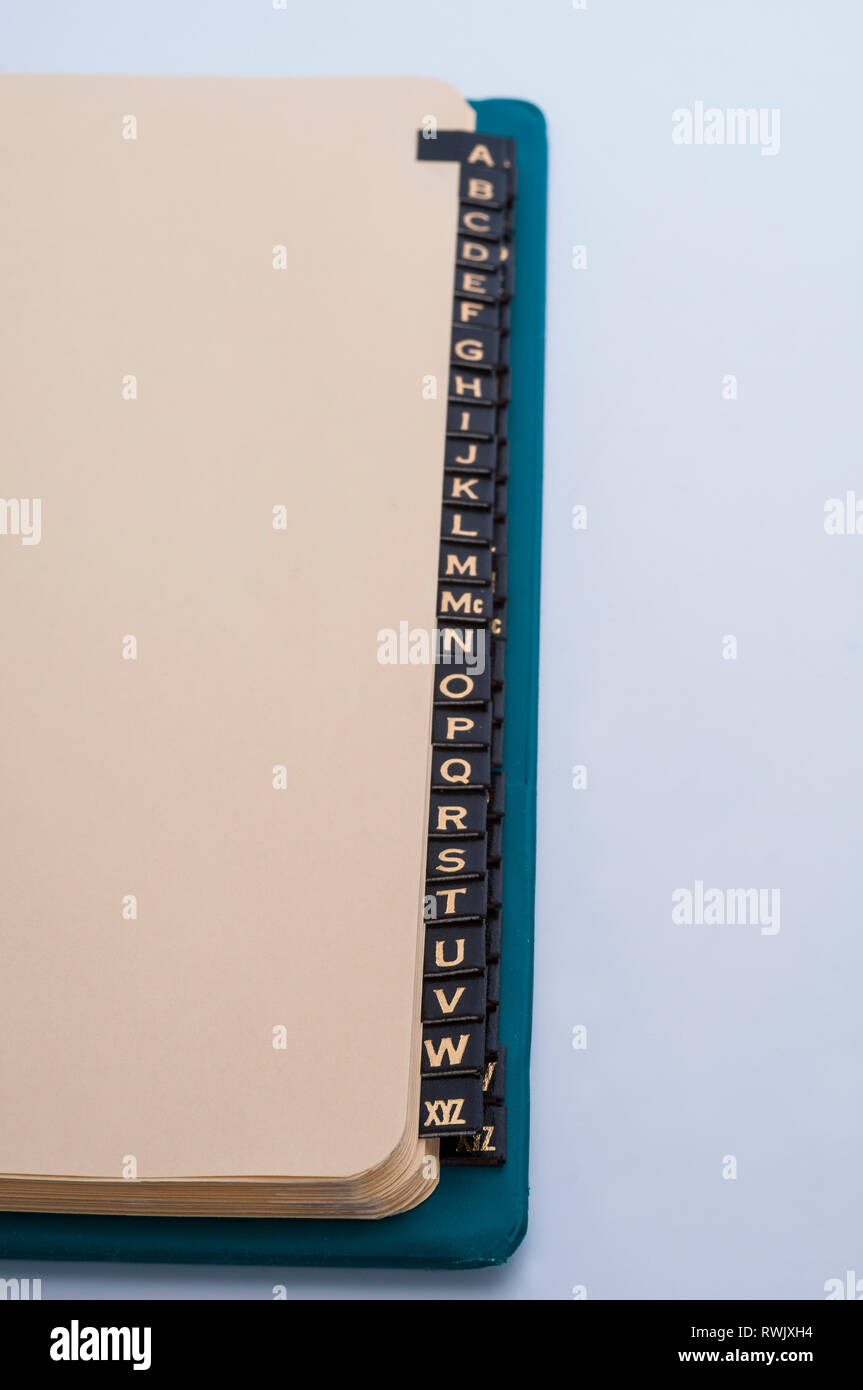 Alphabetical index tabs in 3ring binder Stock Photo Alamy