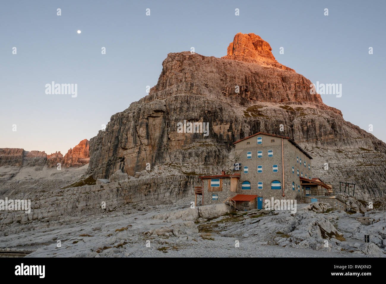Mountain peaks in the Dolomites Alps. Beautiful nature of Italy Stock ...