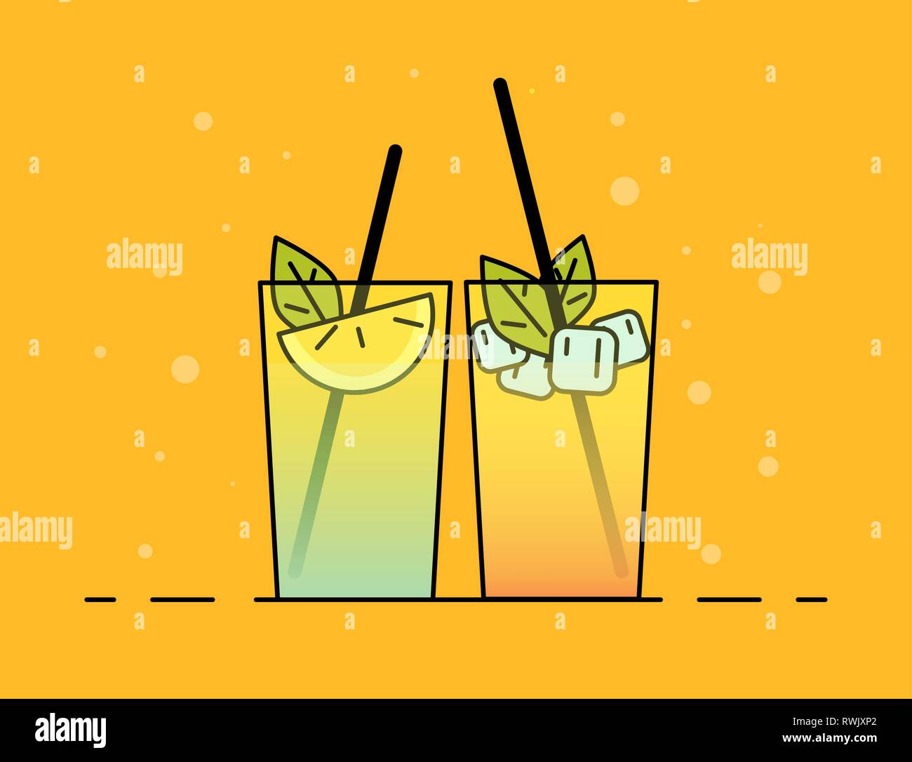 Shakes icon . Flat illustration cocktails with fruit, lemon and ice
