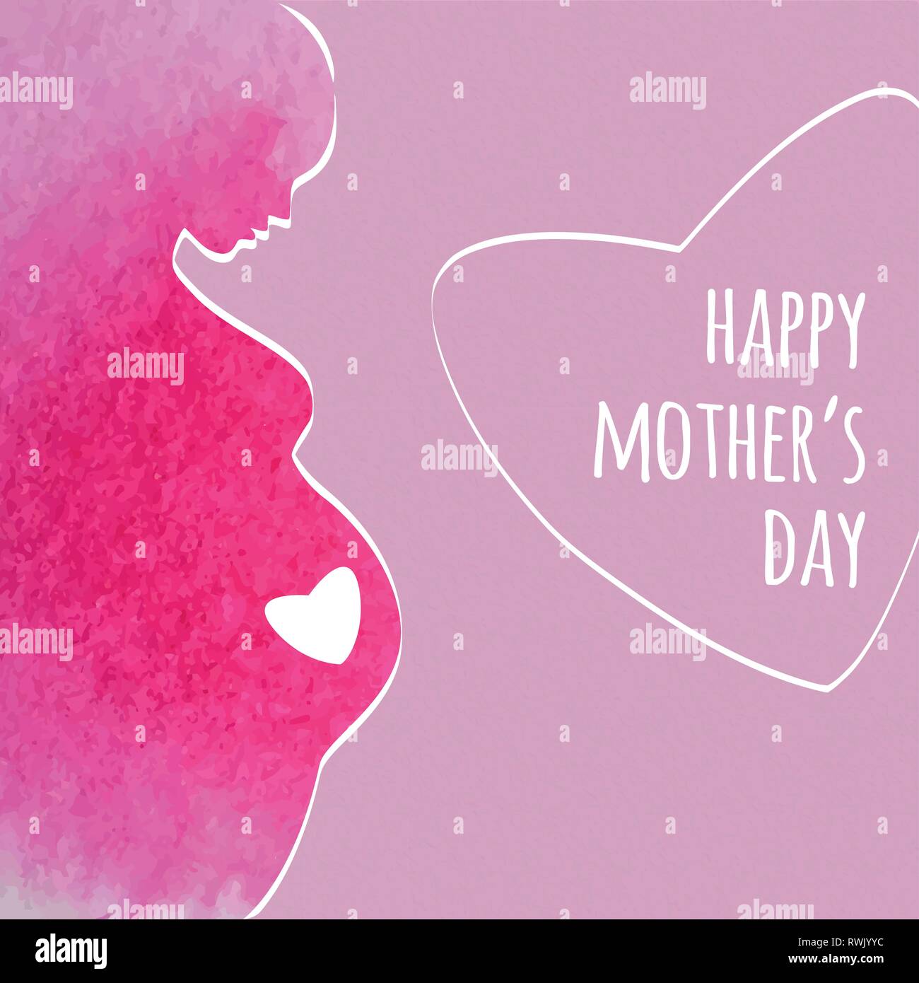 Pregnant woman cutout. Mothers day vectors. Happy mother's day greeting. Stock Vector