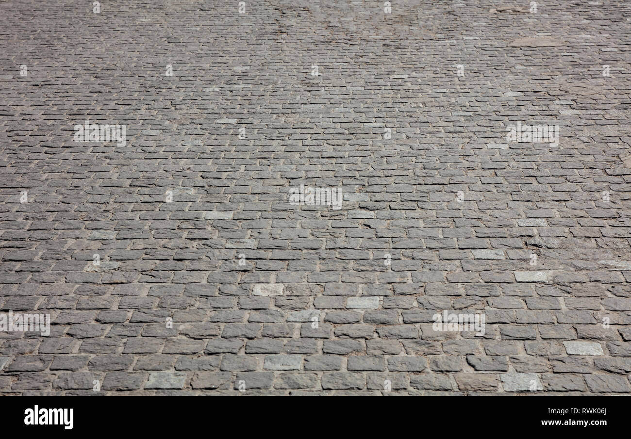 Marble stone grey color paved street, texture background, view from above Stock Photo