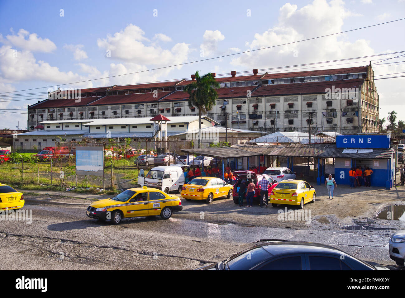 Main prison as seen from the train in Colon, Panama Stock Photo