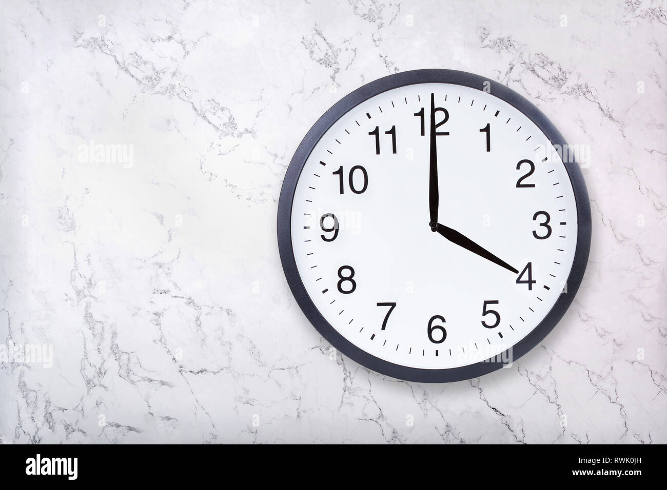 Wall Clock Show Four O clock On White Marble Texture Office Clock Show wall-clock-show-four-o-clock-on-white-marble-texture-office-clock-show