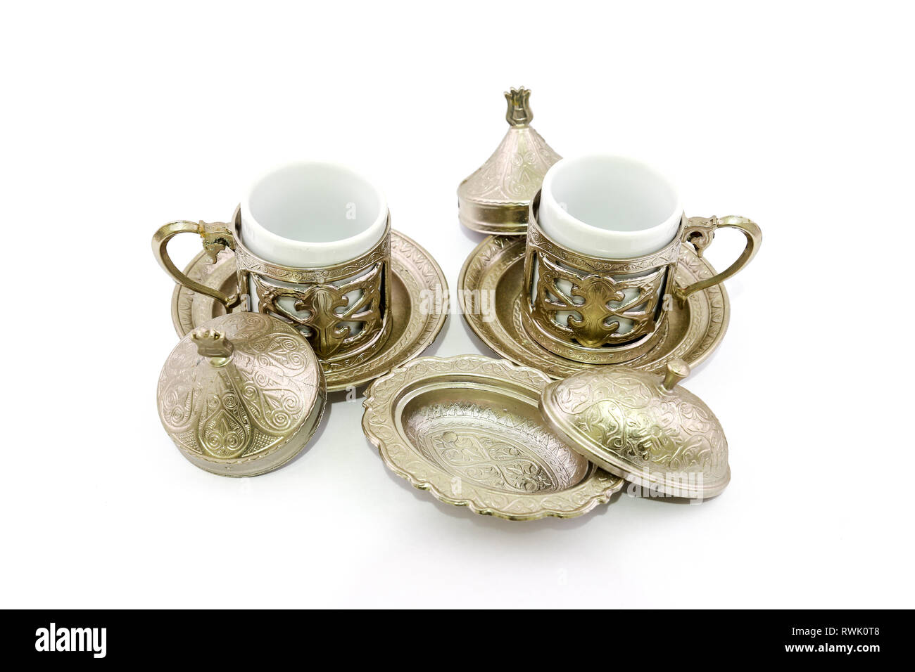 Traditional Turkish coffee set Stock Photo
