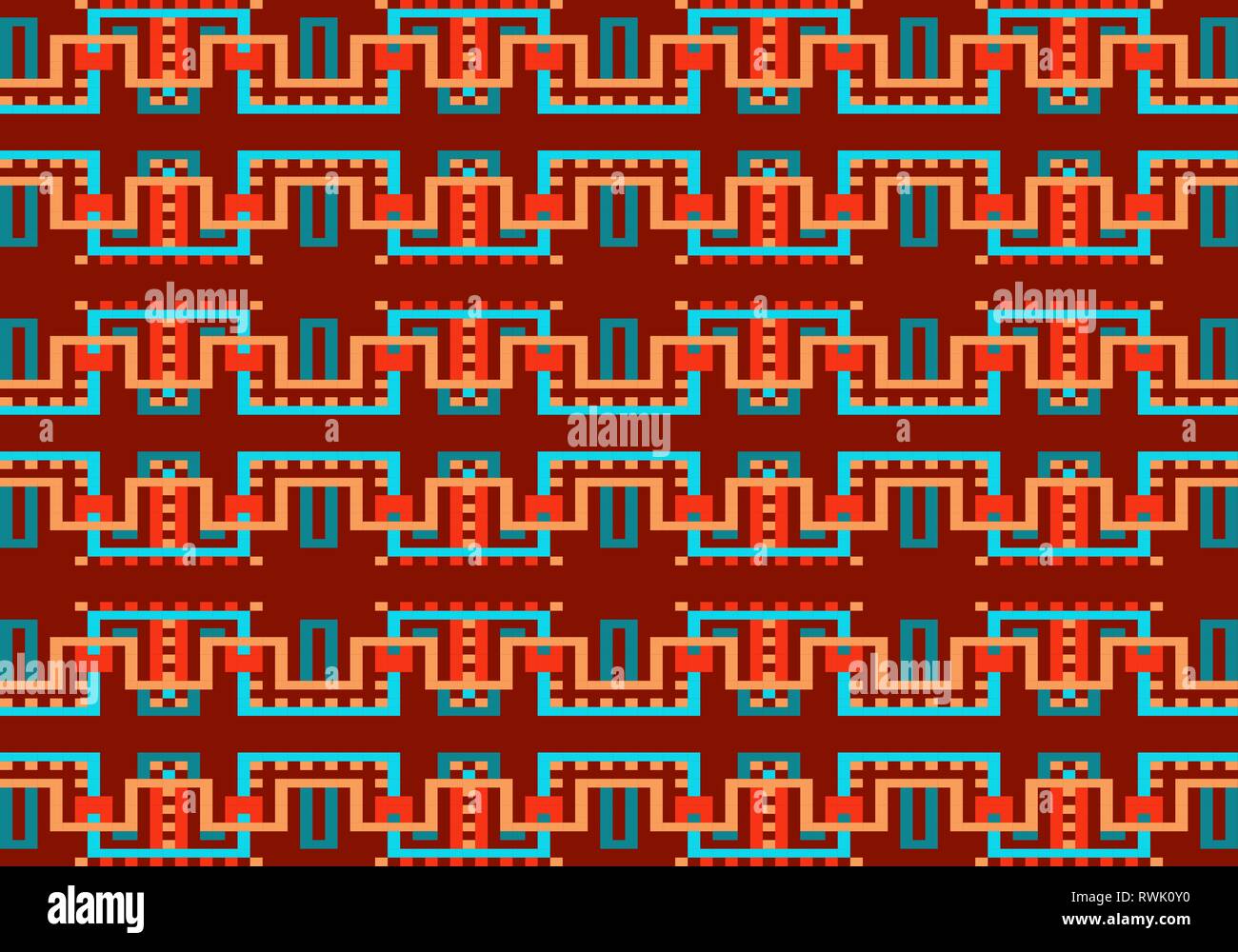Vector geometric seamless pattern with colorful lines and squares Stock ...