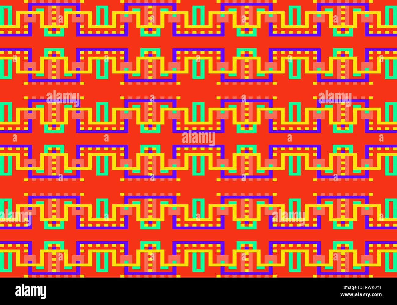 Vector geometric seamless pattern with colorful lines and squares Stock ...