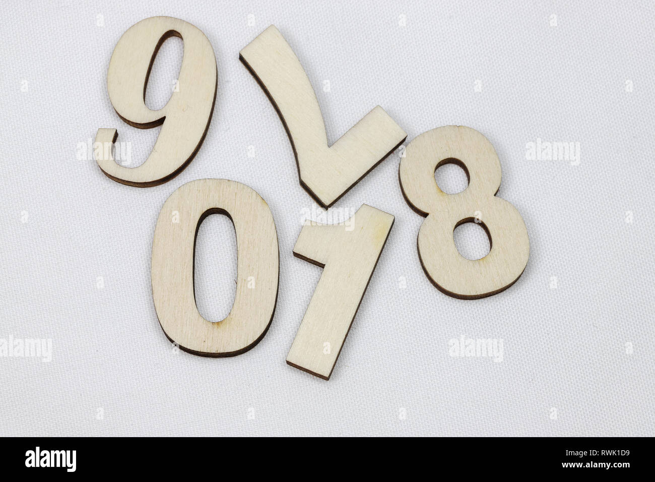 Wooden number on the white background Stock Photo - Alamy