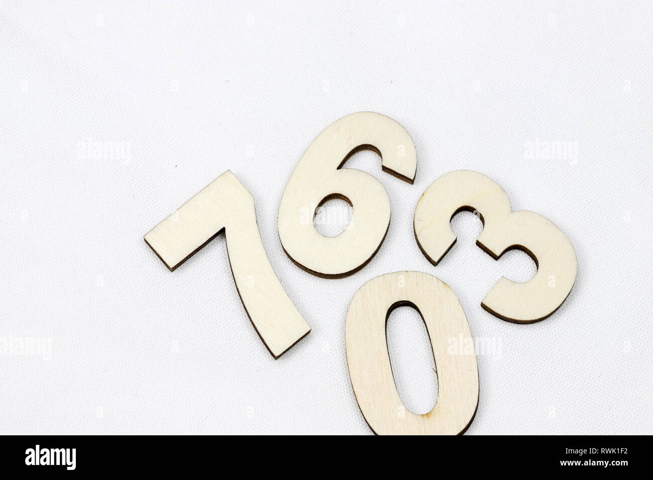 Wooden number on the white background Stock Photo - Alamy