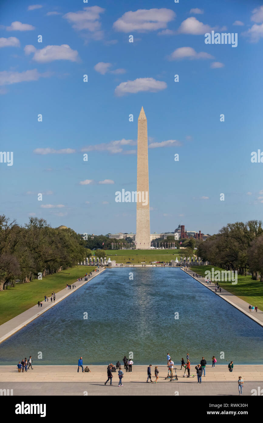 Washington Monument taken from Lincoln Monument; Washington D.C., United States of America Stock Photo