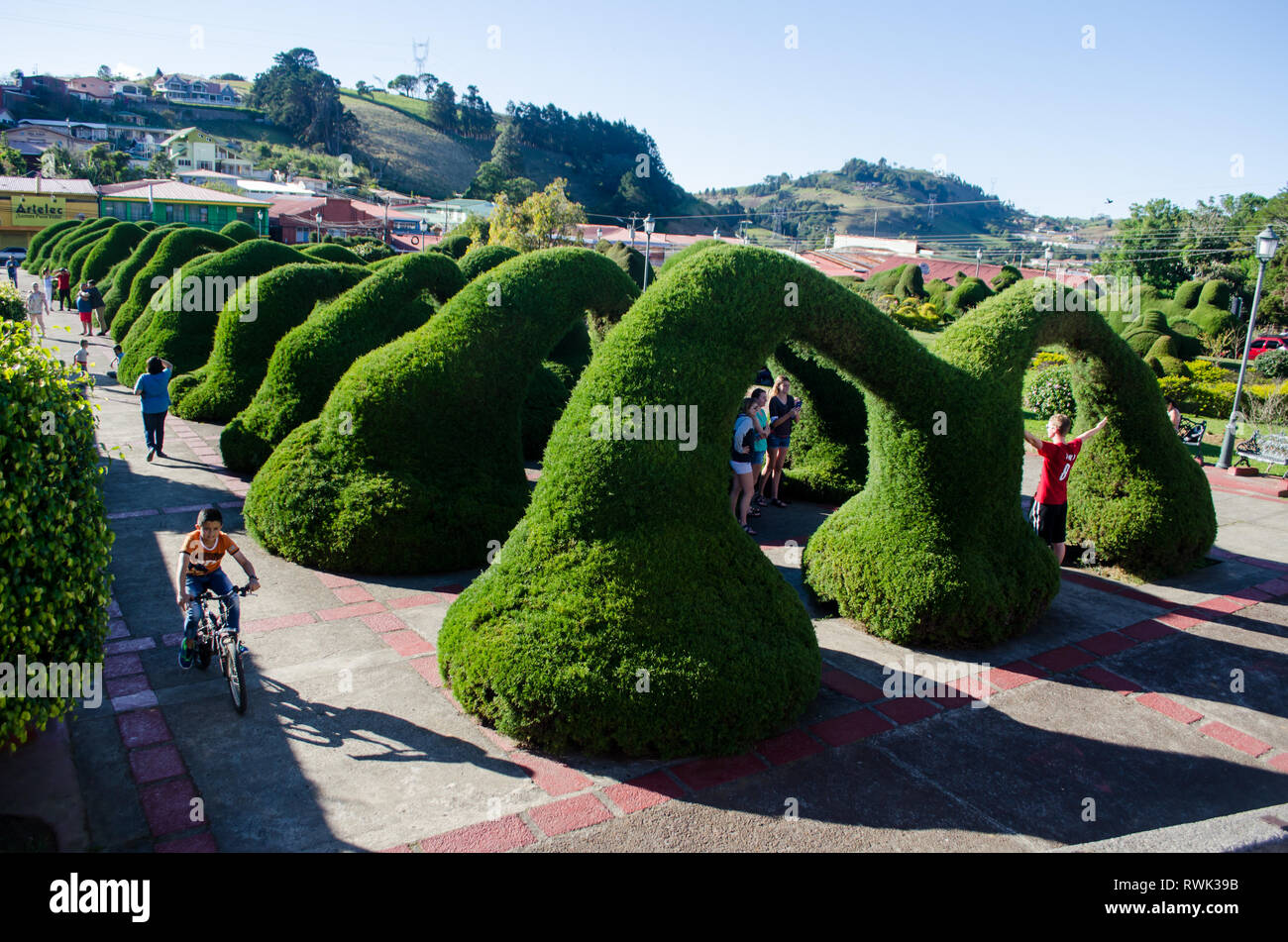 Famous Topiary Garden designed by Don Evangelista Blanco in Parque Francisco Alvarado in Costa Rica Stock Photo