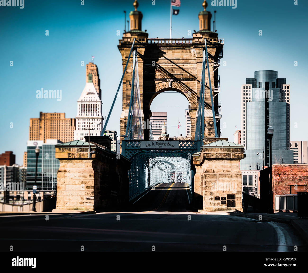 Up close and personal with the beautiful Roebling Bridge that connects Northern Kentucky to