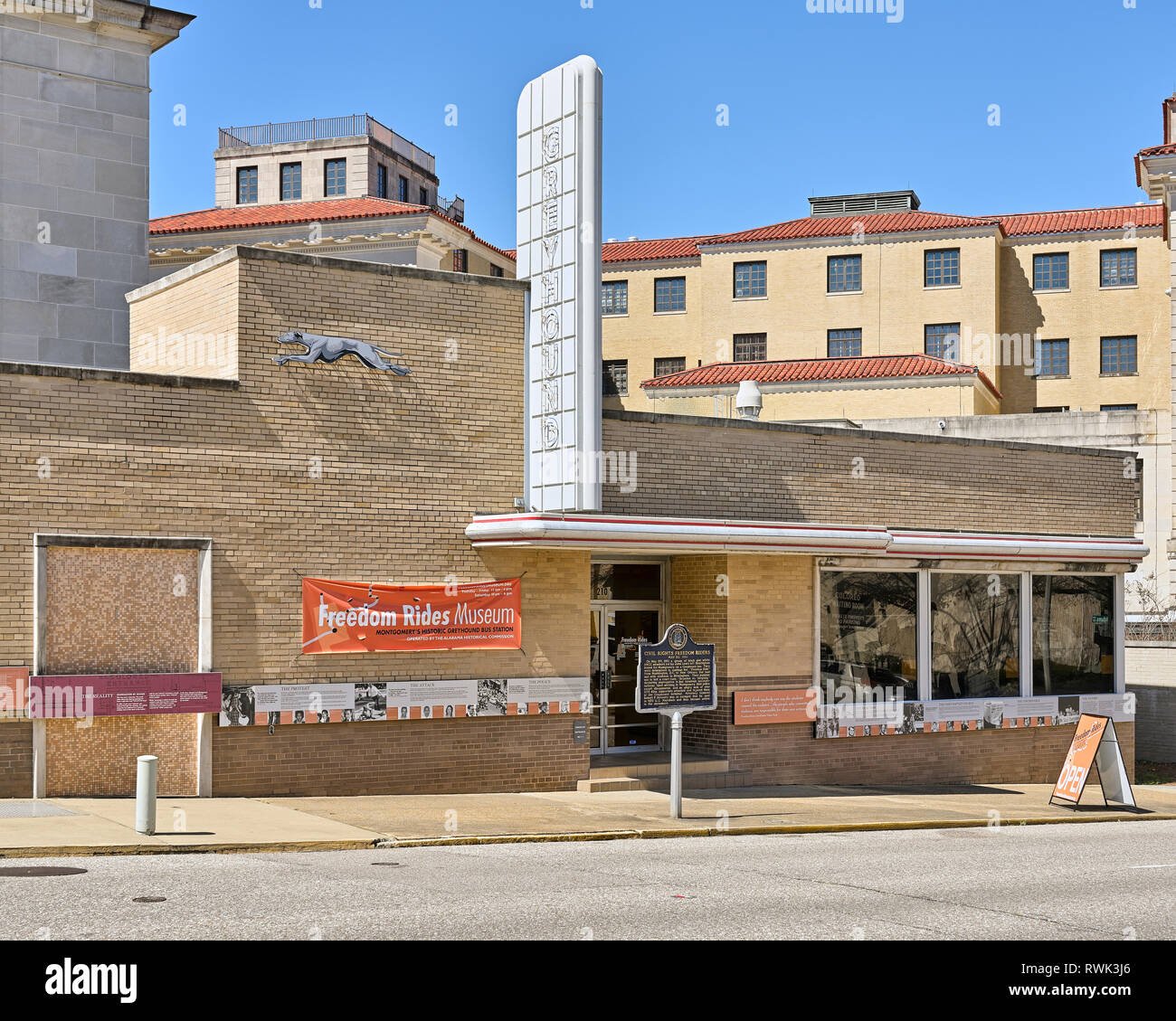 Historic Greyhound Bus Station now the Freedom Riders museum for civil rights exterior  in Montgomery, Alabama United States. Stock Photo