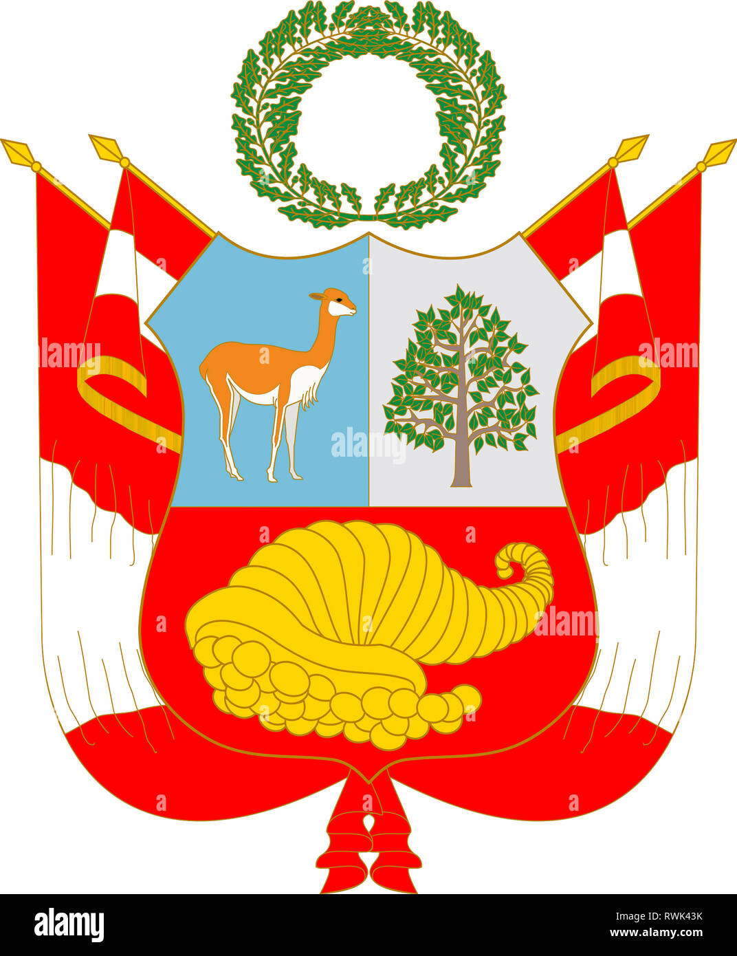 National coat of arms of the Republic of Peru Stock Photo Alamy
