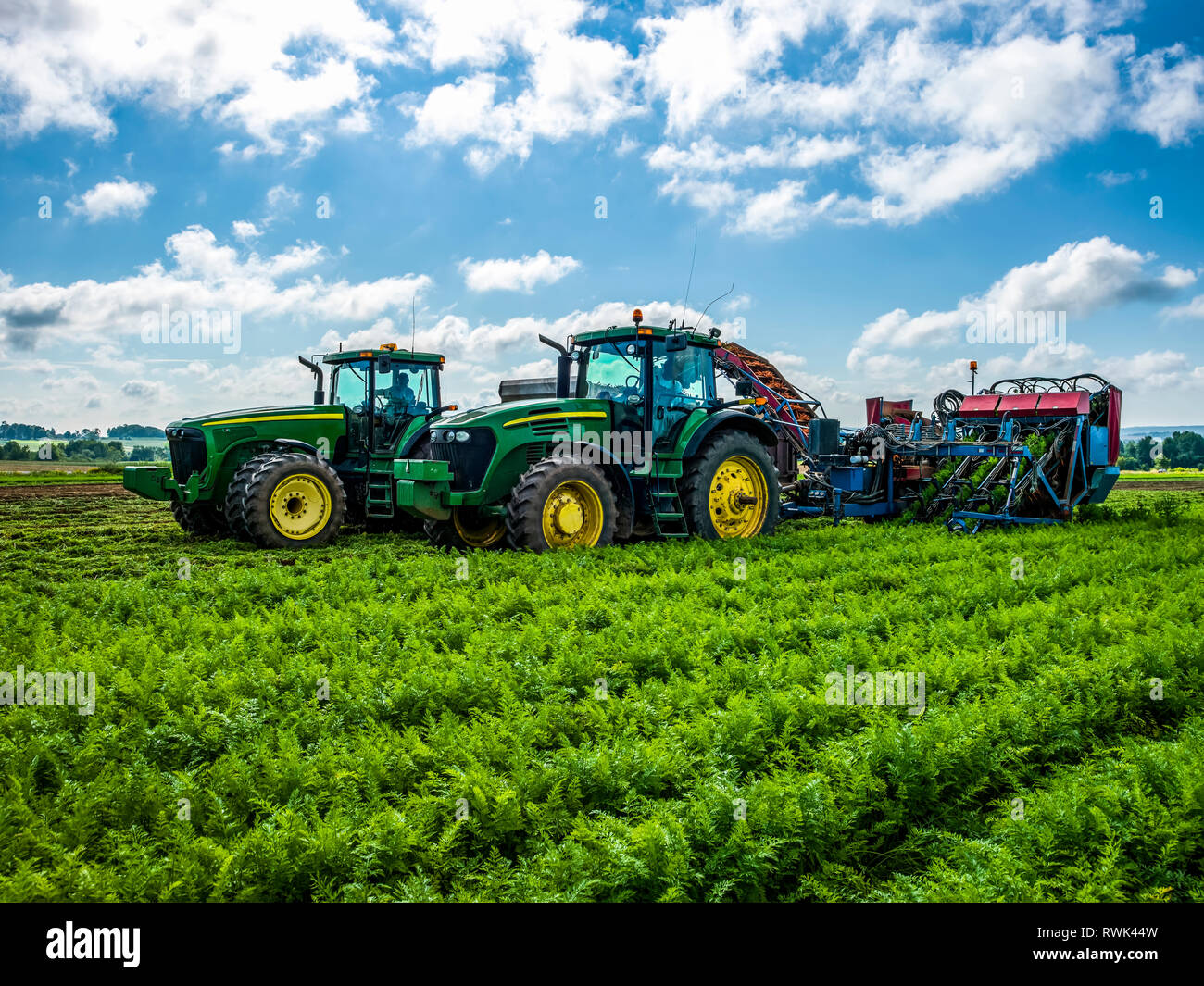 Farm equipment at a carrot harvest; Nova Scotia, Canada Stock Photo Alamy