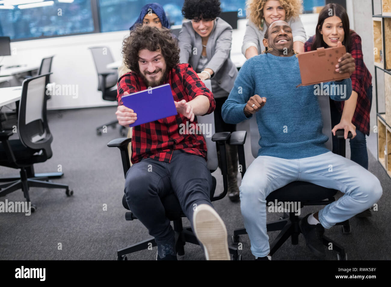multiethnics startup business team of software developers having fun ...