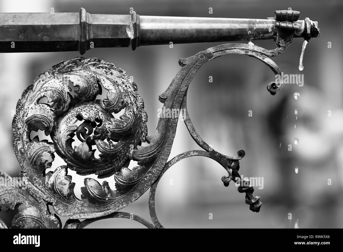 Close up of a beautiful old Fountain spout in Freiburg, Germany Stock Photo